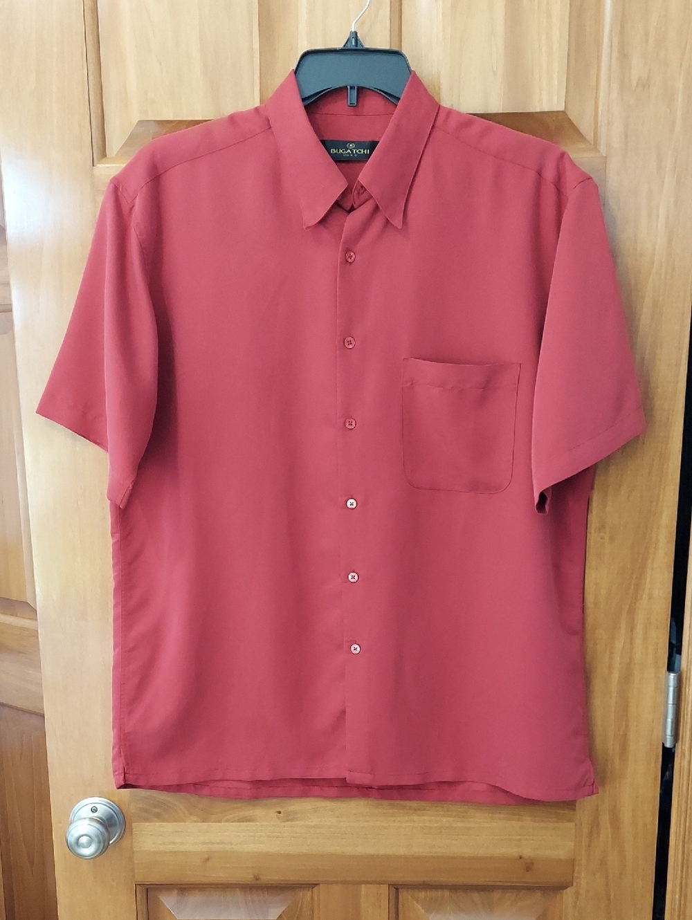 Bugatchi Uomo Soft Fabric Oxford Rust Button Down Shirt Front Pocket, Size Large